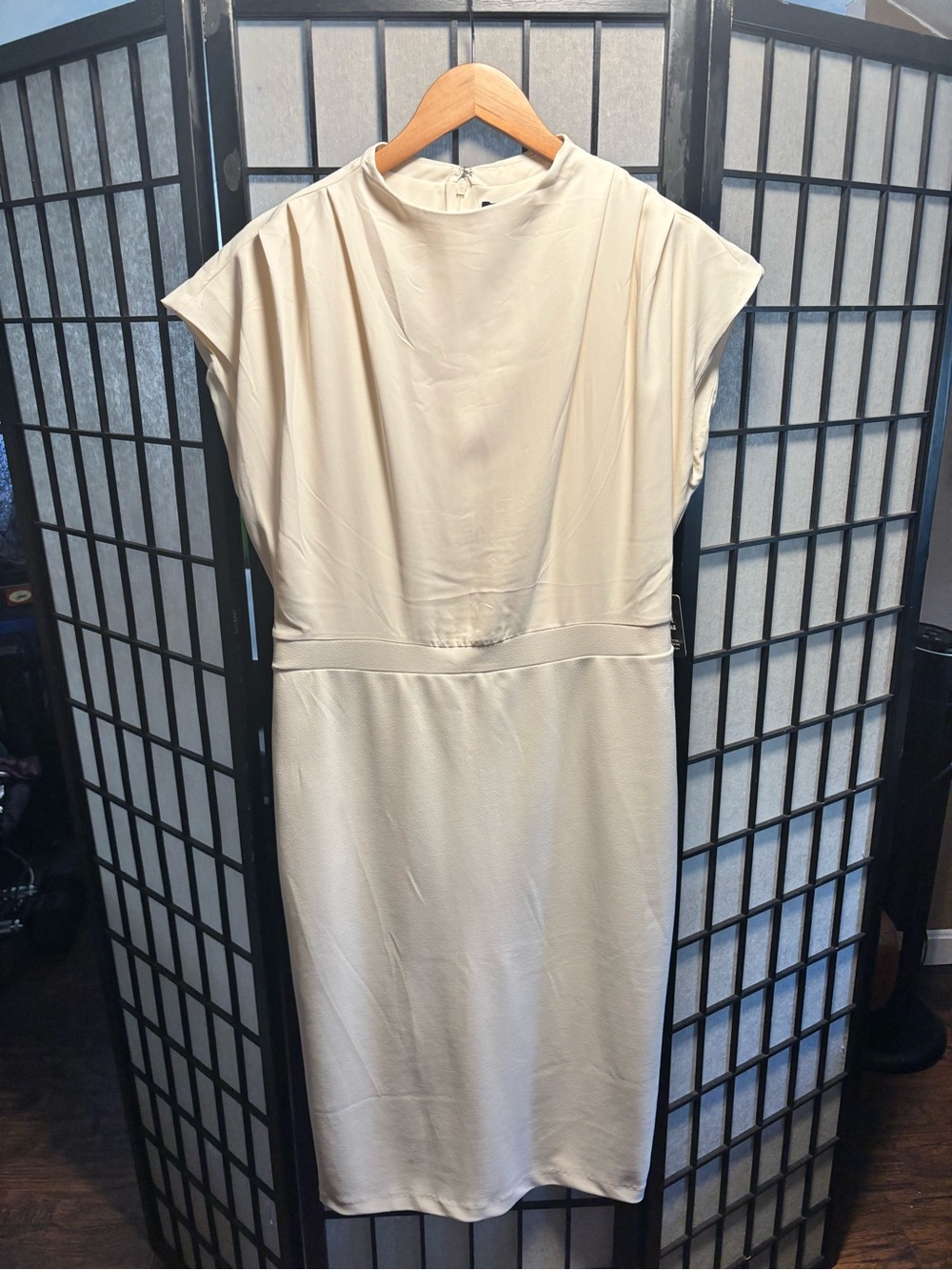 Express Cream Midi Shift Dress
